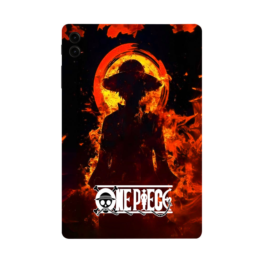 Samsung Galaxy Tab S9 FE Plus Monkey D. Luffy Fiery Silhouette Anime Tablet Skins