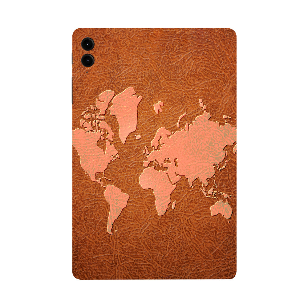Samsung Galaxy Tab S9 FE Plus Brown World Map Tablet Skins