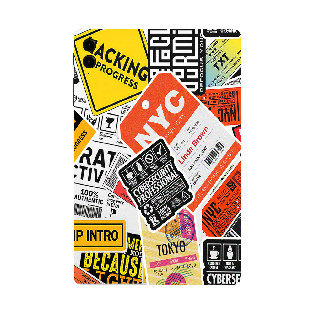 Samsung Galaxy Tab S9 FE Plus Tech Aesthetic Sticker Collage Tablet Skins