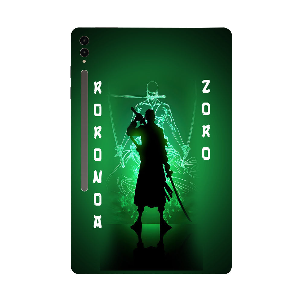 Samsung Galaxy Tab S9 Ultra 5G Zoro in Green Fluorescent Background Anime Tablet Skins