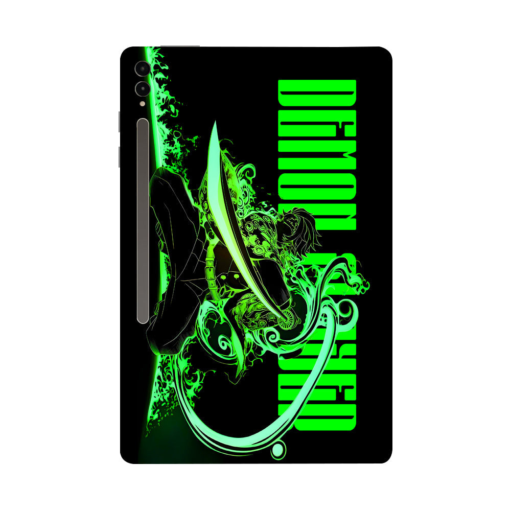 Samsung Galaxy Tab S9 Ultra 5G Tanjiro Green Flame Dance Anime Tablet Skins