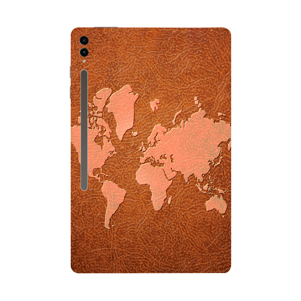 Samsung Galaxy Tab S9 Ultra 5G Brown World Map Tablet Skins
