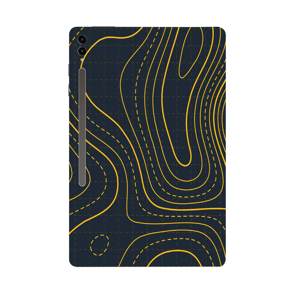 Samsung Galaxy Tab S9 Ultra 5G Yellow Contour Lines Tablet Skins
