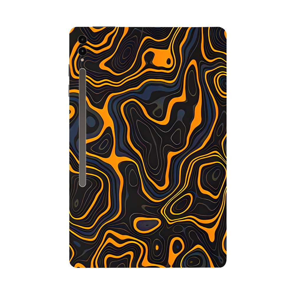 Samsung Galaxy Tab S9 Ultra 5G Amber Topographic Waves Tablet Skins
