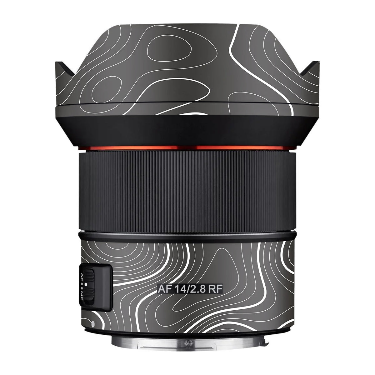 Grayscale Topographic Lines Samyang AF 14mm F/2.8 RF Camera Lens Skin