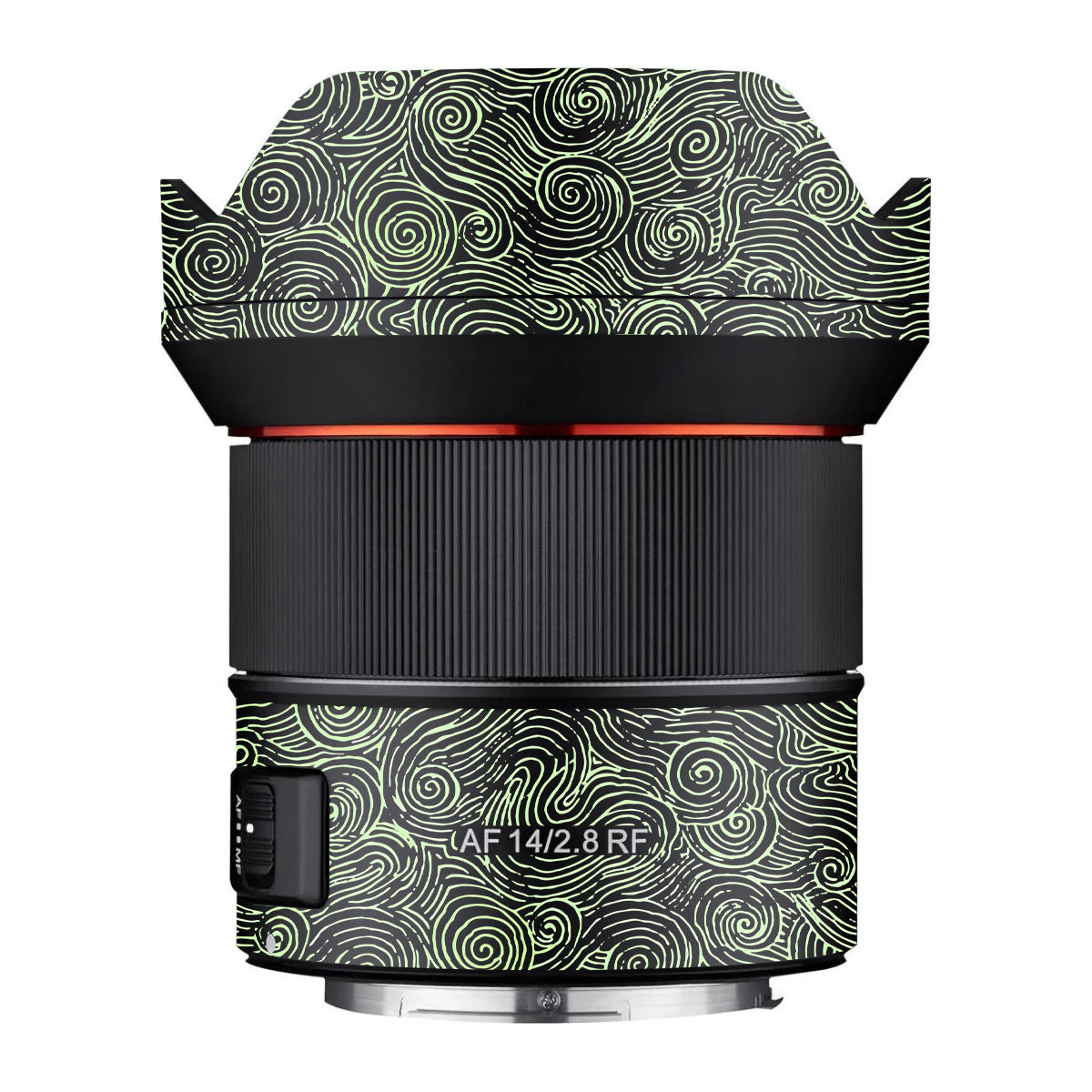 Green Spirals Samyang AF 14mm F/2.8 RF Camera Lens Skin