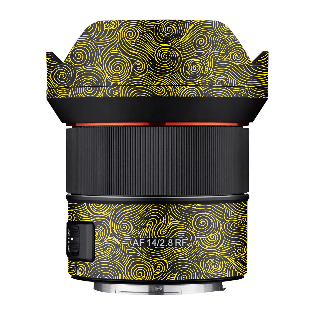 Yellow Spirals Samyang AF 14mm F/2.8 RF Camera Lens Skin
