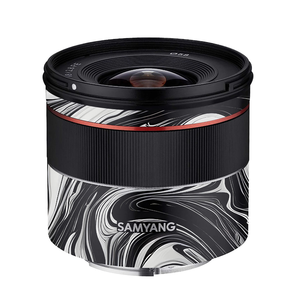 Black and White Marble Samyang FE 18mm F/2.8 Camera Lens Skin