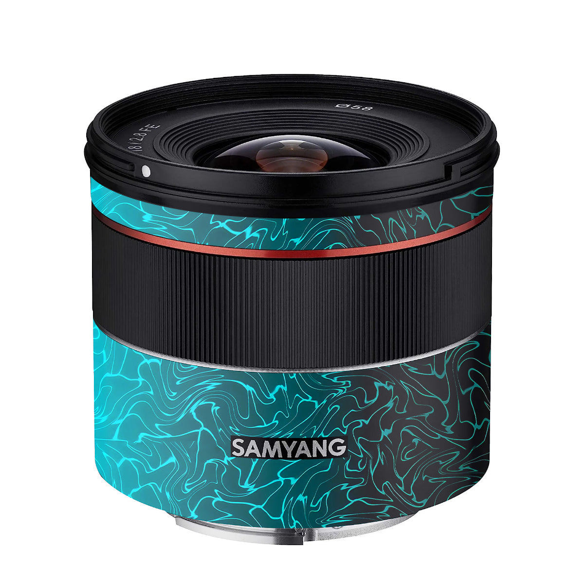 Cyan Blue to Black Gradient Samyang FE 18mm F/2.8 Camera Lens Skin