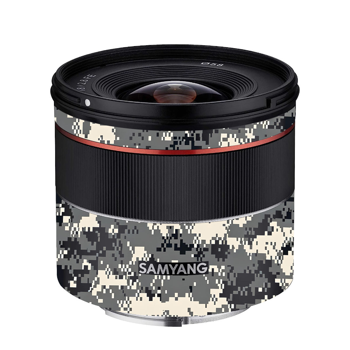 Grey Black Pixel Samyang FE 18mm F/2.8 Camera Lens Skin