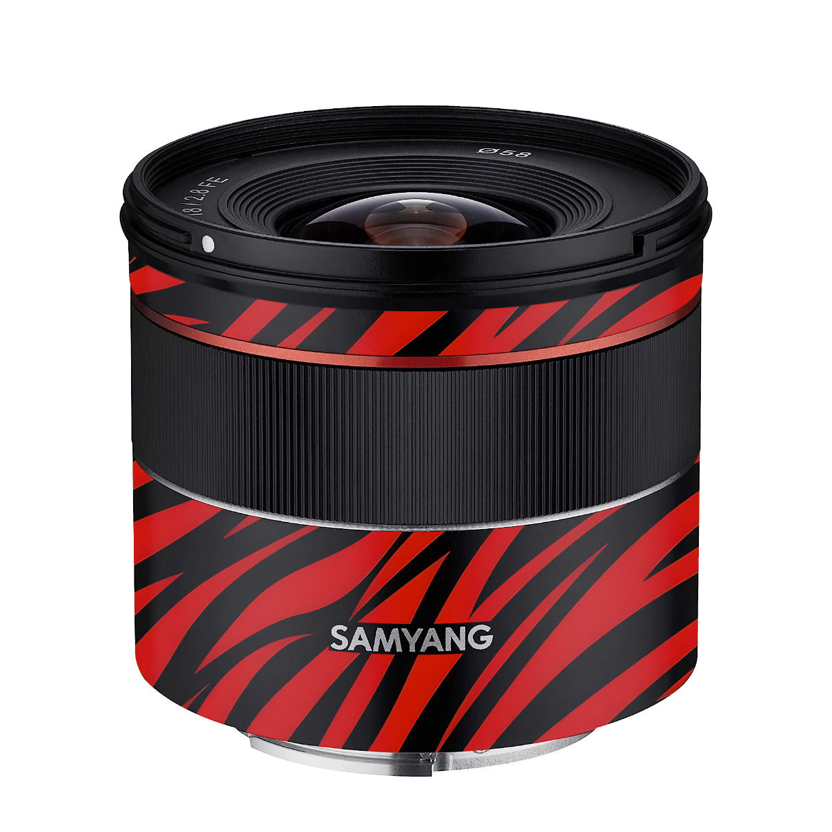 Red and Black Stripes Samyang FE 18mm F/2.8 Camera Lens Skin
