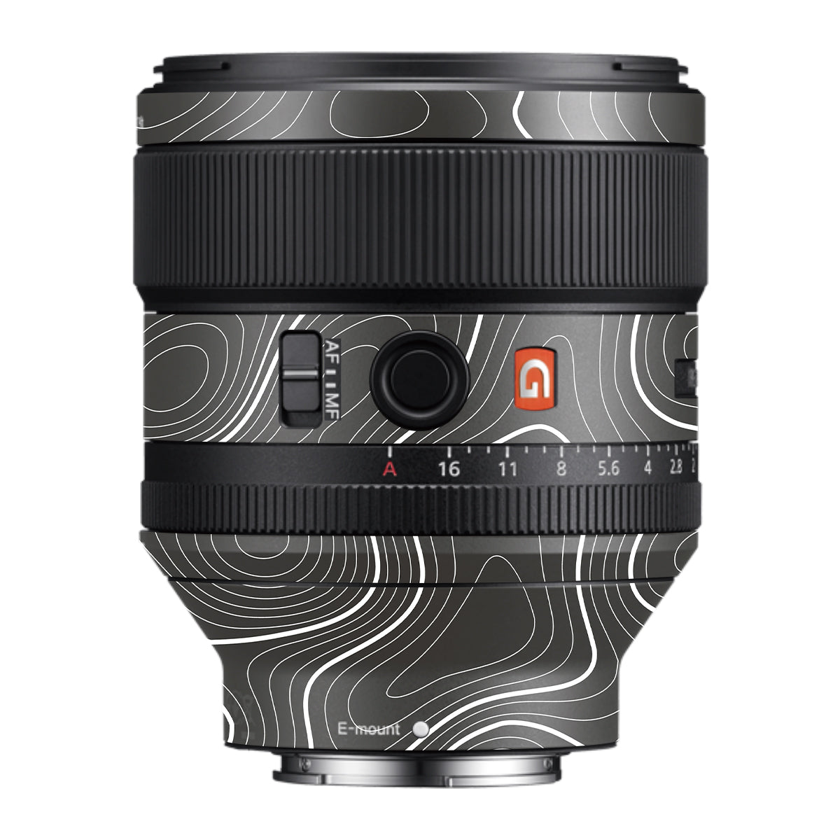 Grayscale Topographic Lines Samyang FE 85mm F/1.4 Camera Lens Skin
