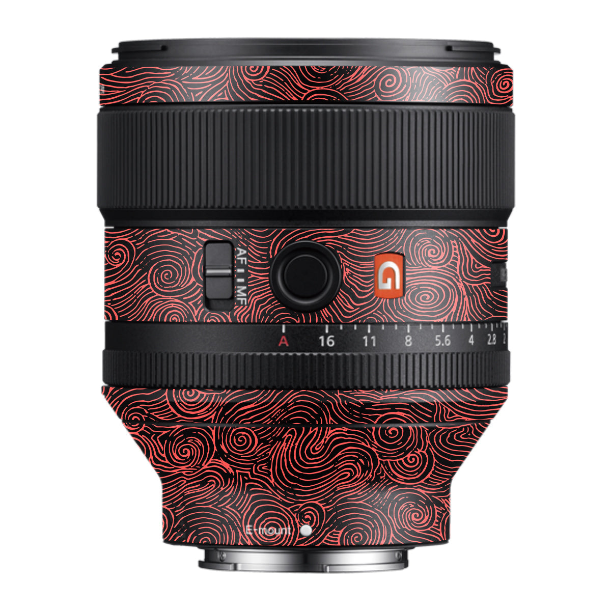 Red Spirals Samyang FE 85mm F/1.4 Camera Lens Skin