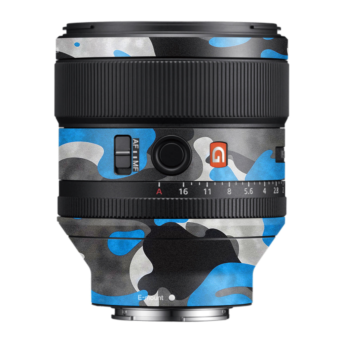 Blue Grey Camo Samyang FE 85mm F/1.4 Camera Lens Skin