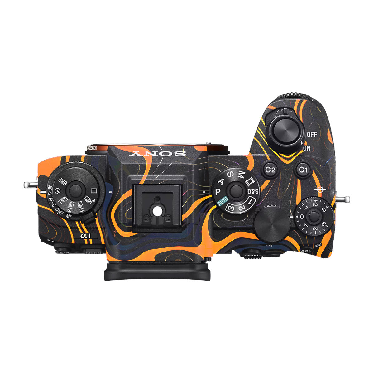 Amber Topographic Waves Sony A1 Camera Skin