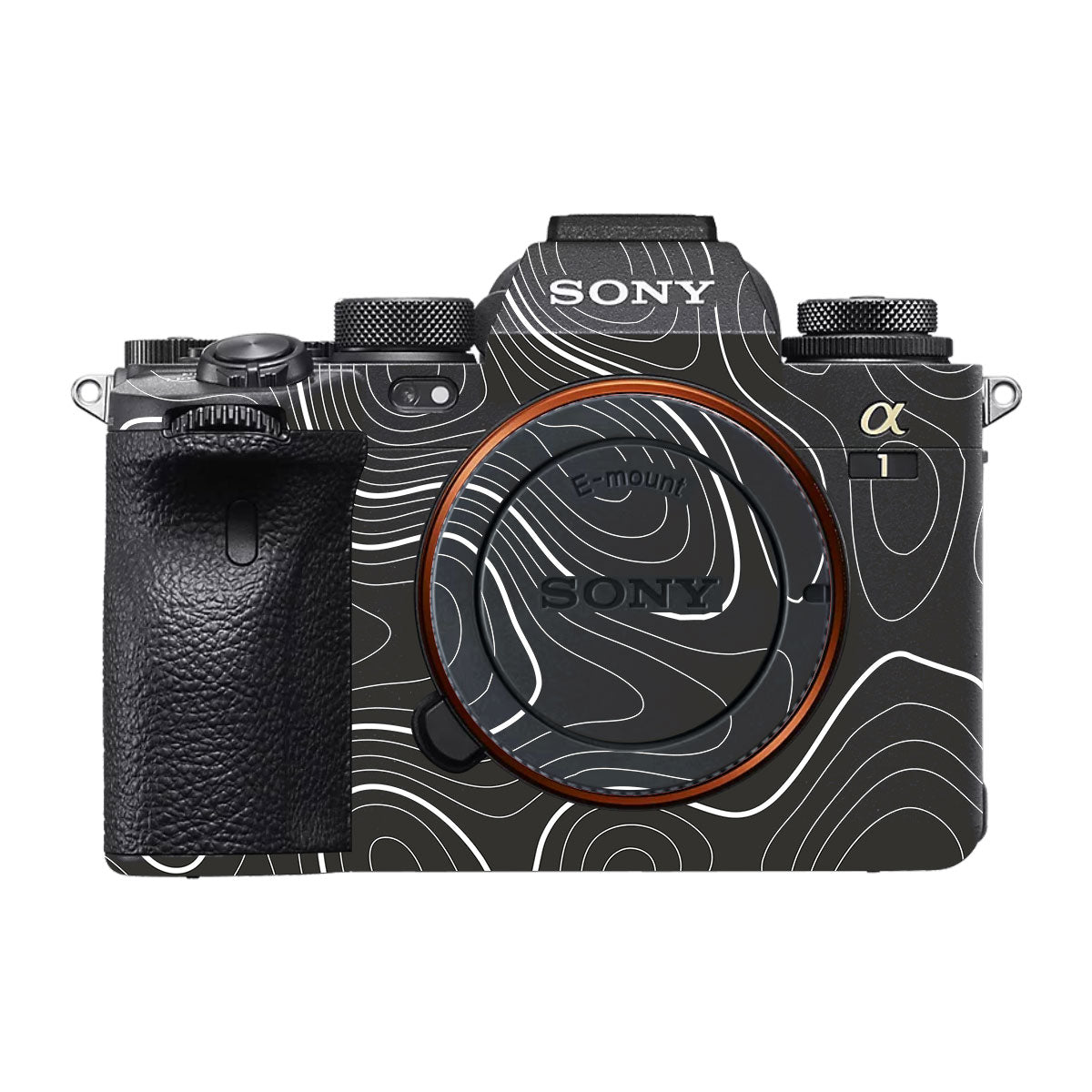 Grayscale Topographic Lines Sony A1 Camera Skin
