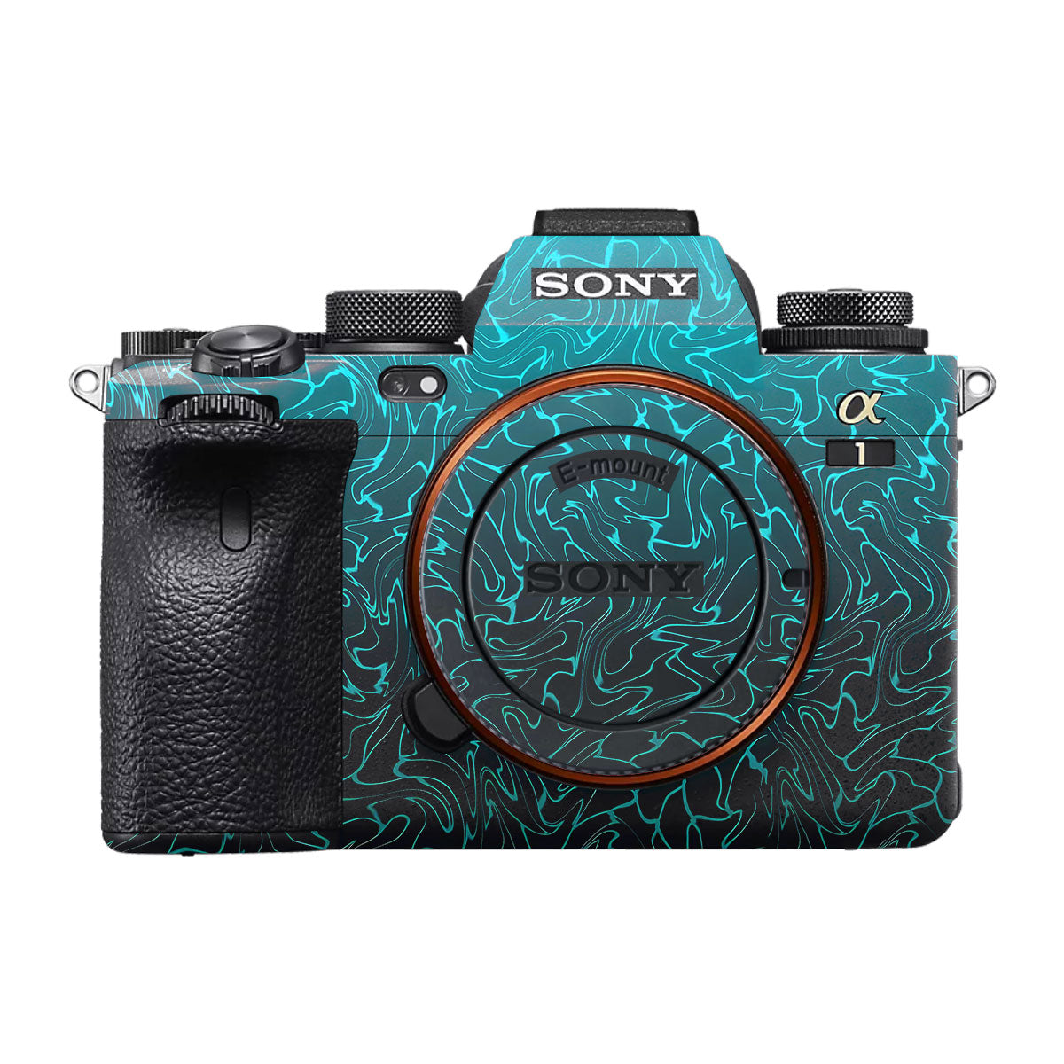 Cyan Blue to Black Gradient Sony A1 Camera Skin