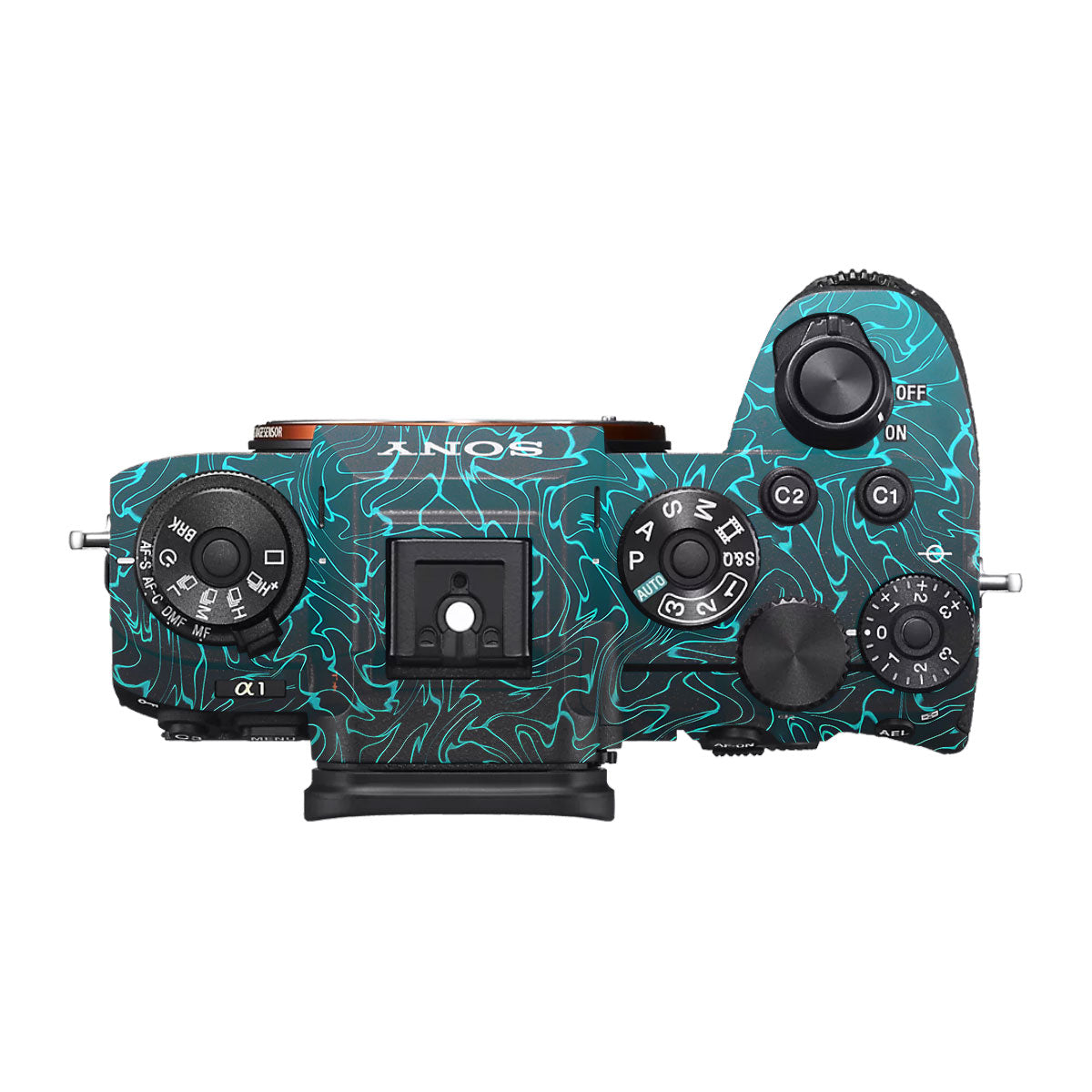 Cyan Blue to Black Gradient Sony A1 Camera Skin