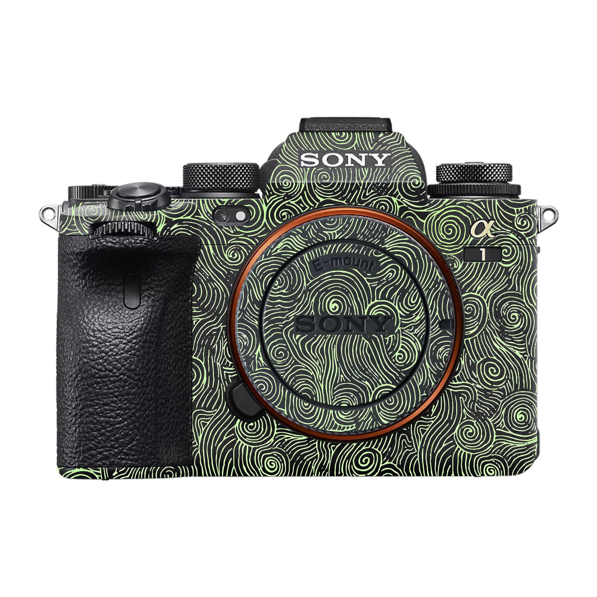 Green Spirals Sony A1 Camera Skin