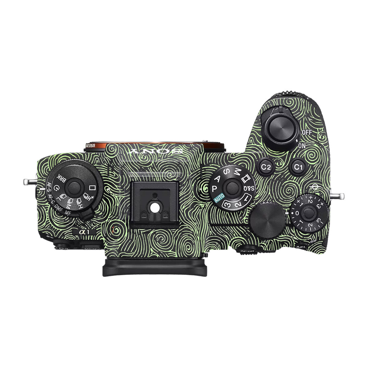 Green Spirals Sony A1 Camera Skin