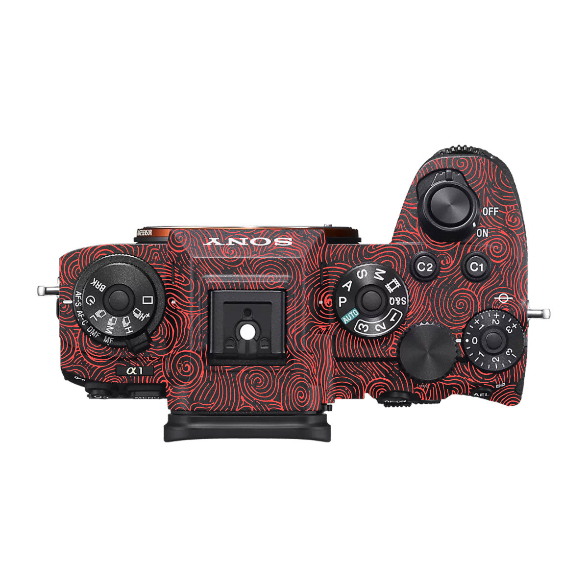 Red Spirals Sony A1 Camera Skin