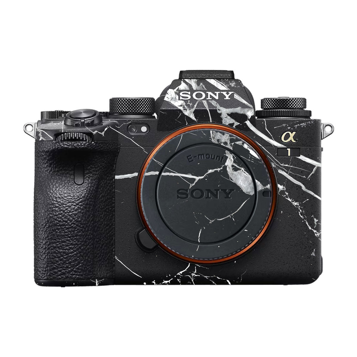 White Veins on Black Sony A1 Camera Skin