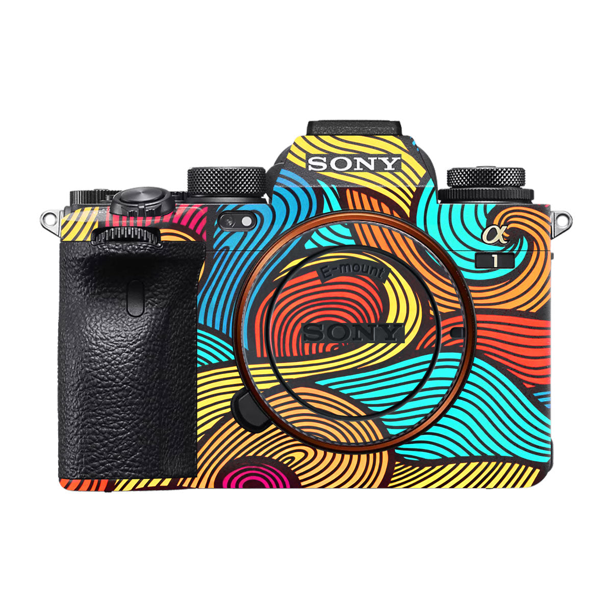 Retro Colorful Doodle Art Pattern Sony A1 Camera Skin