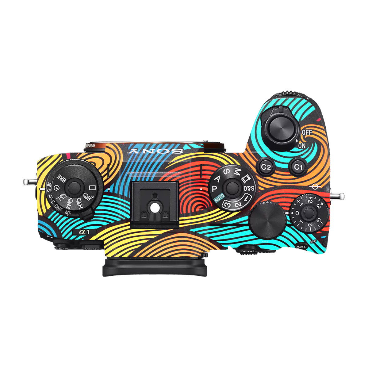Retro Colorful Doodle Art Pattern Sony A1 Camera Skin