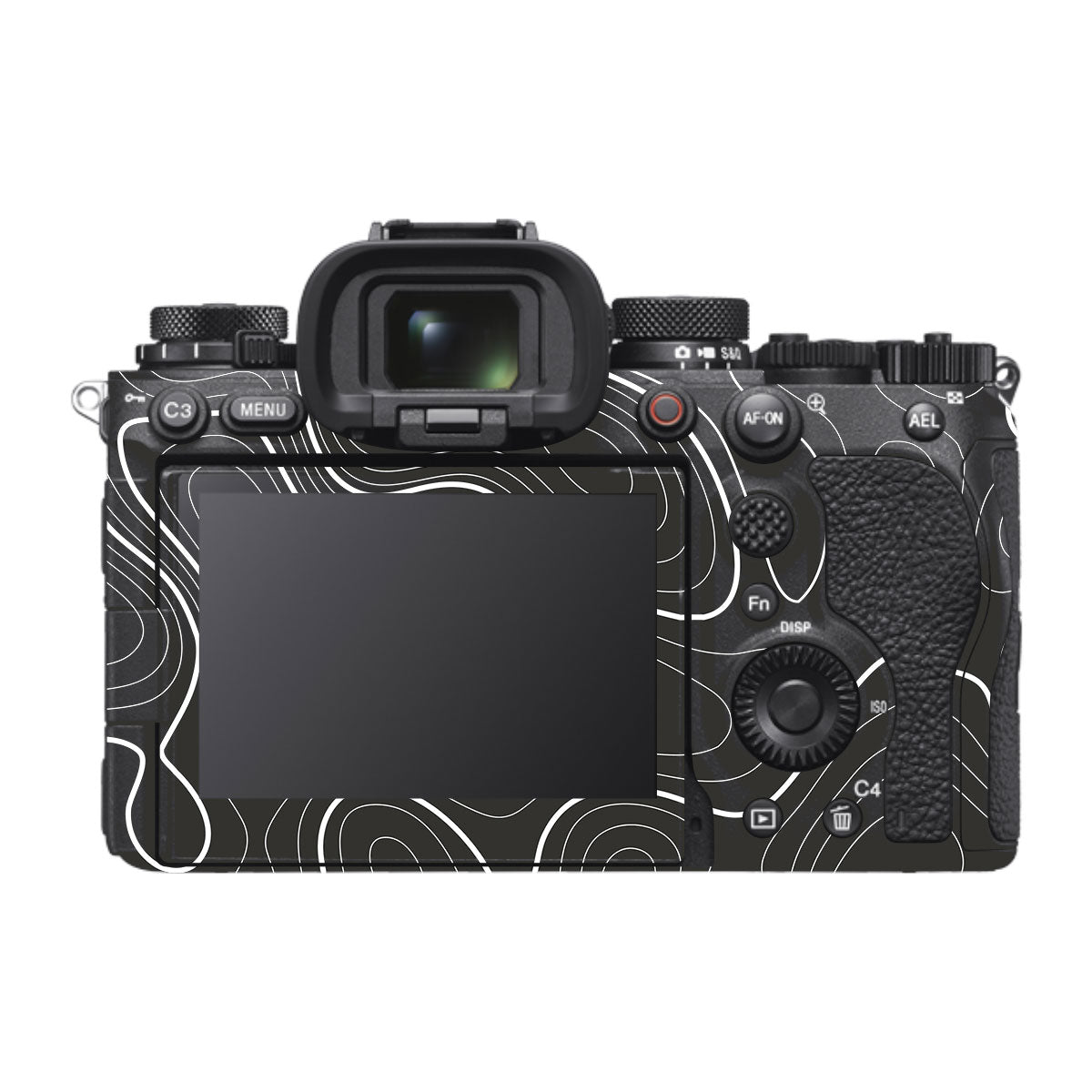 Grayscale Topographic Lines Sony A1 Mark II Camera Skin