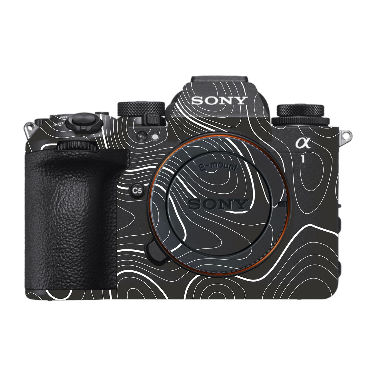 Grayscale Topographic Lines Sony A1 Mark II Camera Skin