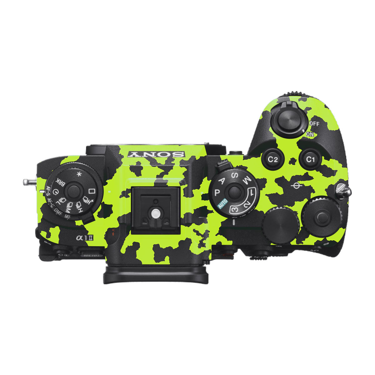 Neon Green Splatter Sony A1 Mark II Camera Skin