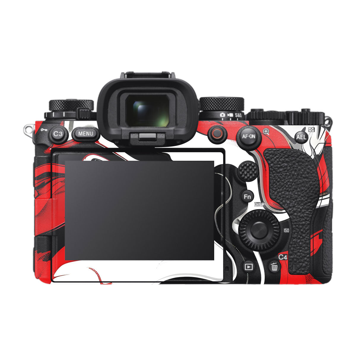 Scarlet and White Motion Sony A1 Mark II Camera Skin