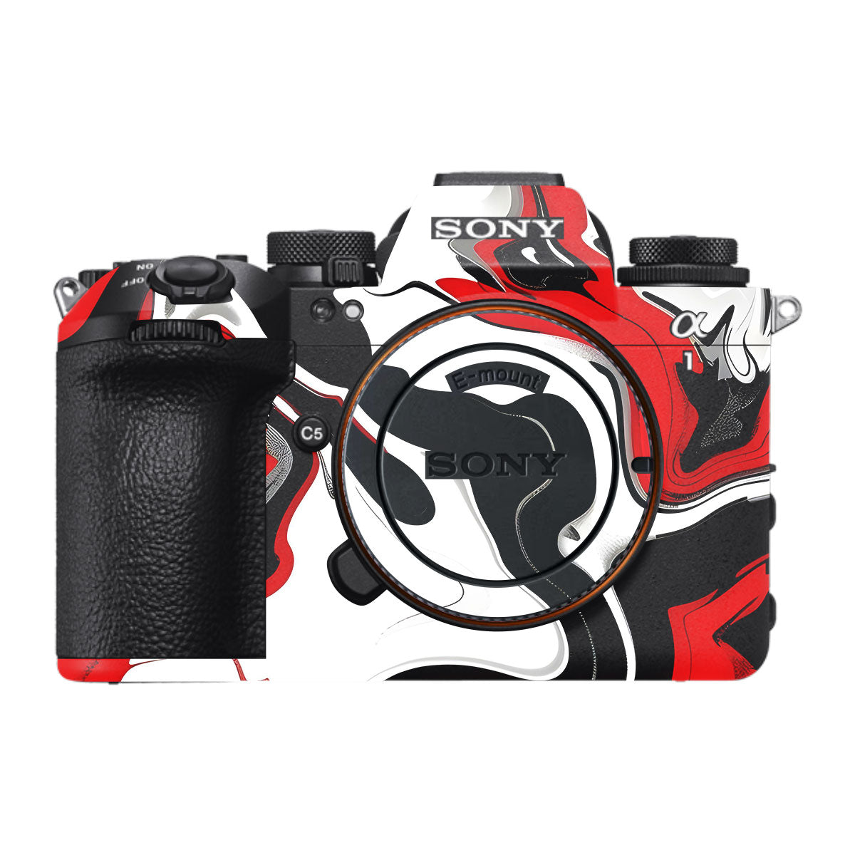 Scarlet and White Motion Sony A1 Mark II Camera Skin