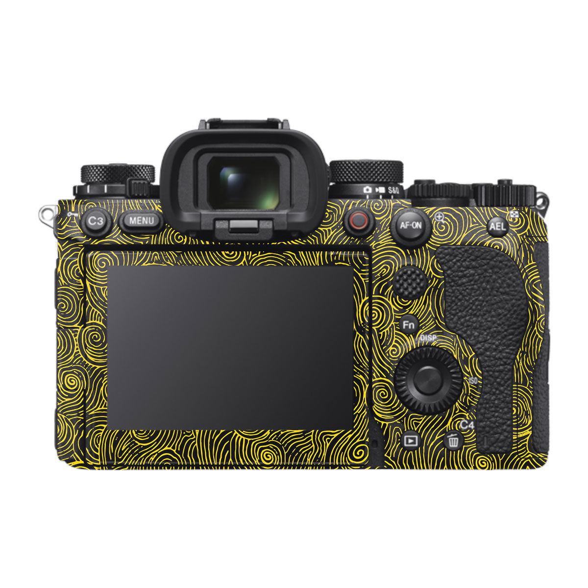 Yellow Spirals Sony A1 Mark II Camera Skin