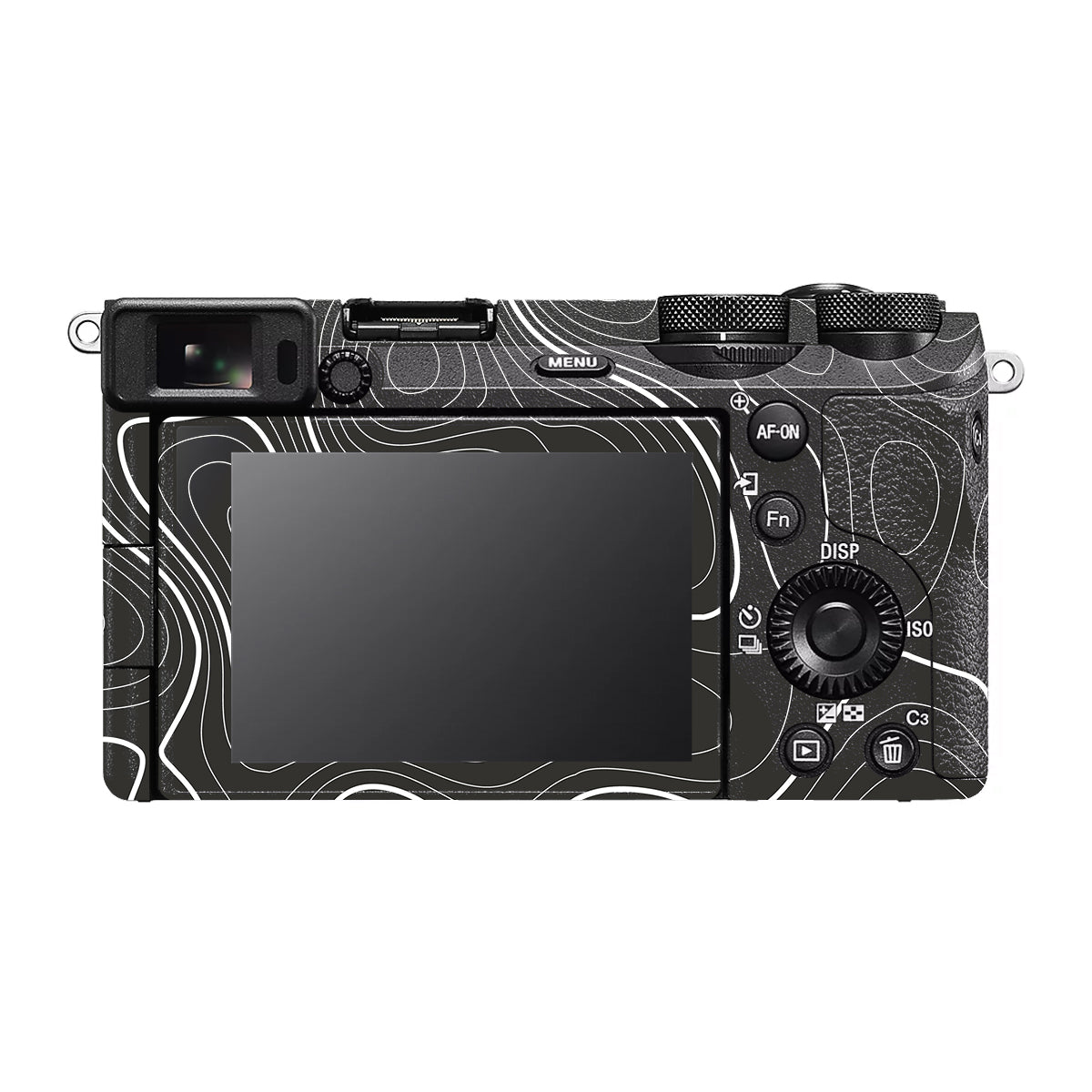 Grayscale Topographic Lines Sony A6700 Camera Skin