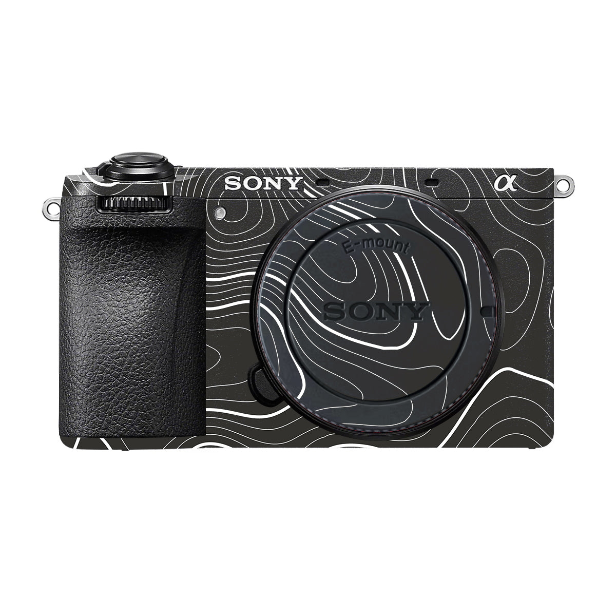 Grayscale Topographic Lines Sony A6700 Camera Skin