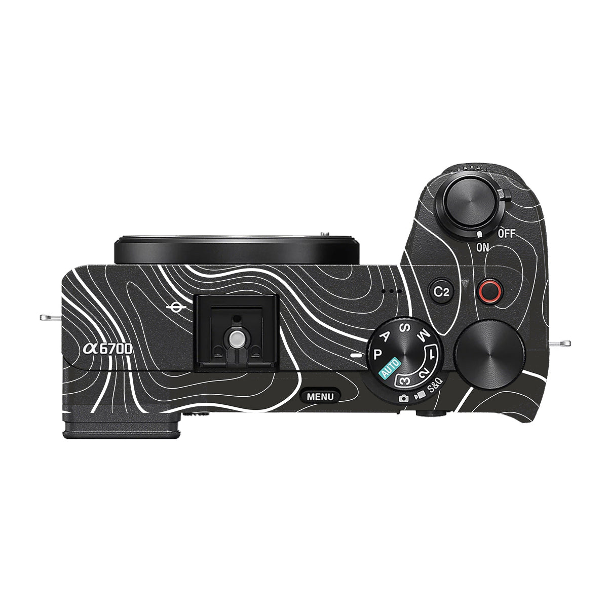 Grayscale Topographic Lines Sony A6700 Camera Skin