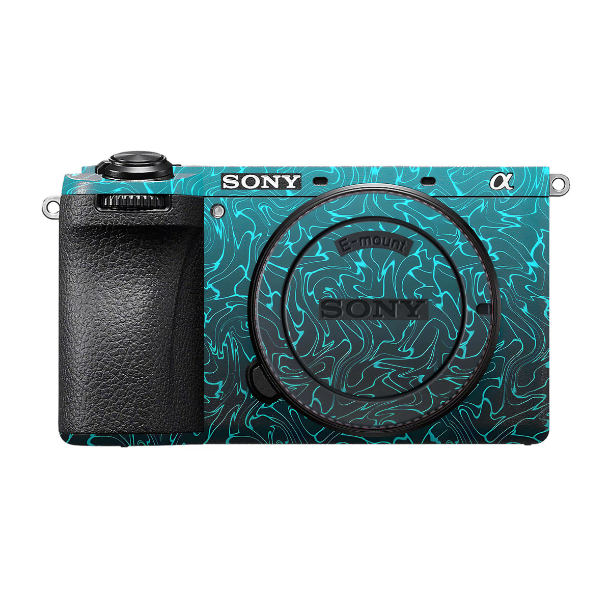 Cyan Blue to Black Gradient Sony A6700 Camera Skin