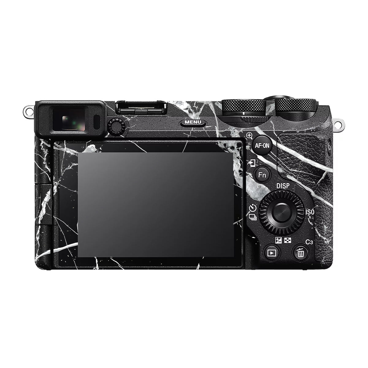 White Veins on Black Sony A6700 Camera Skin