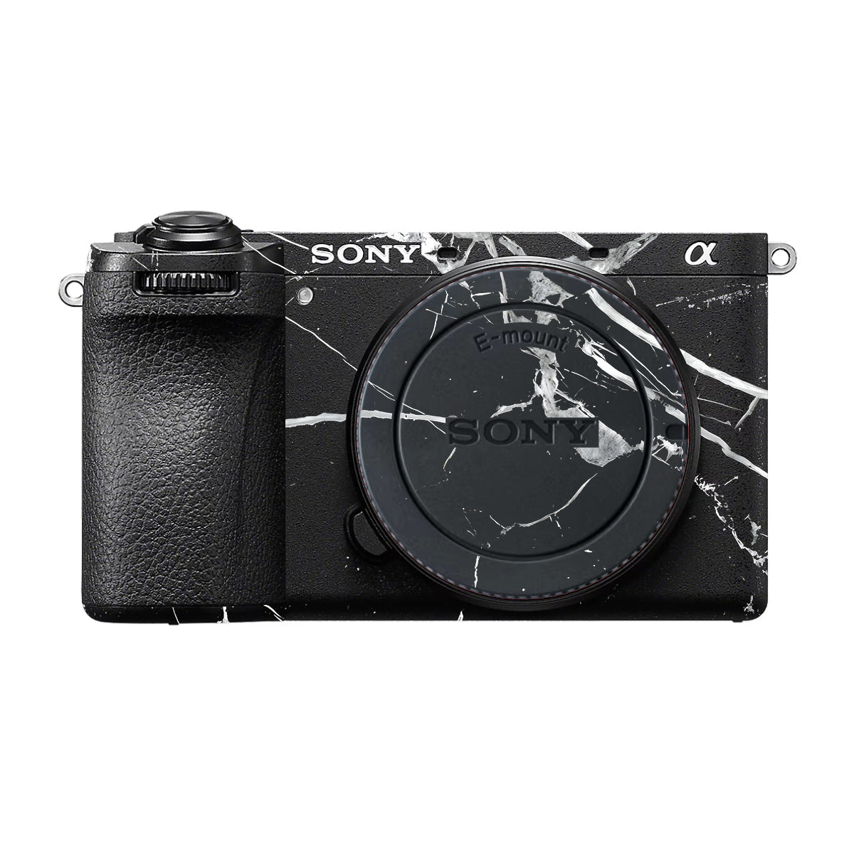 White Veins on Black Sony A6700 Camera Skin