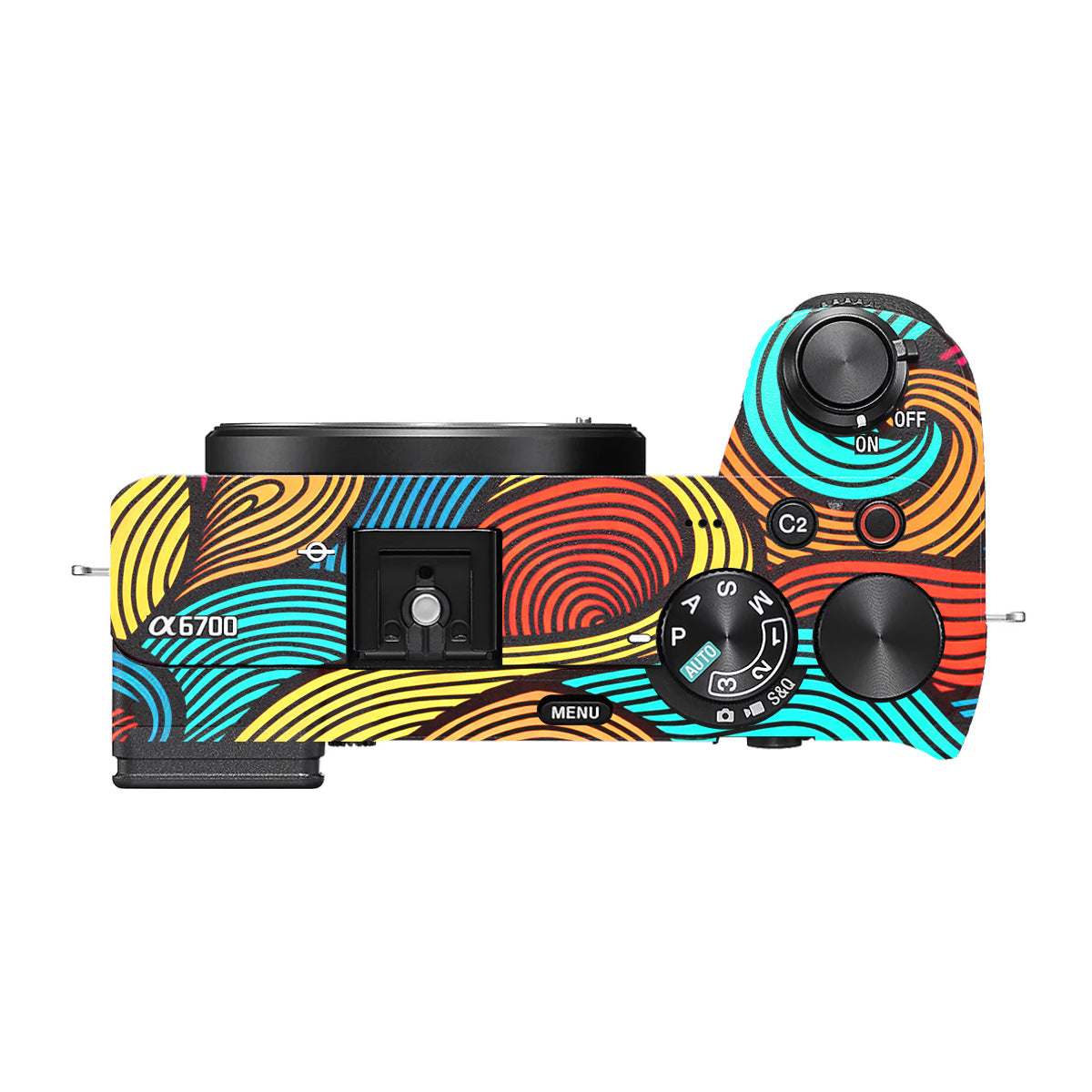 Retro Colorful Doodle Art Pattern Sony A6700 Camera Skin