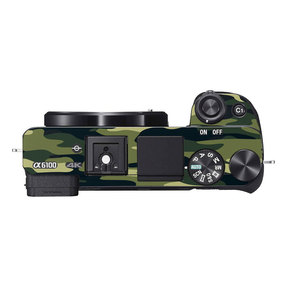 Forest Green Camo Sony A6100 Camera Skins
