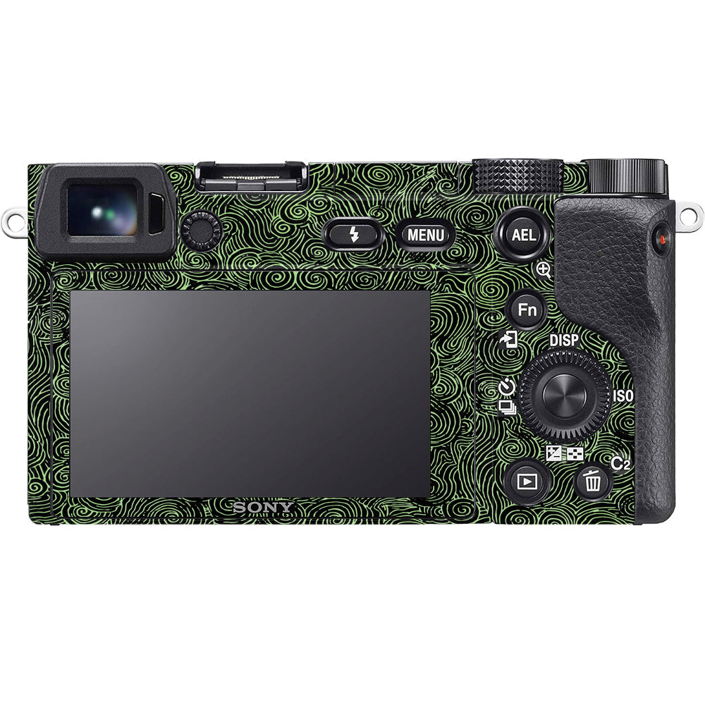 Green Spirals Sony A6100 Camera Skins