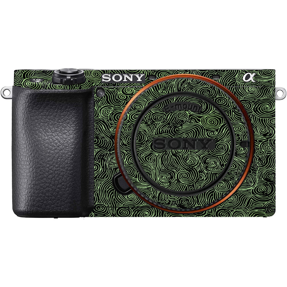 Green Spirals Sony A6100 Camera Skins