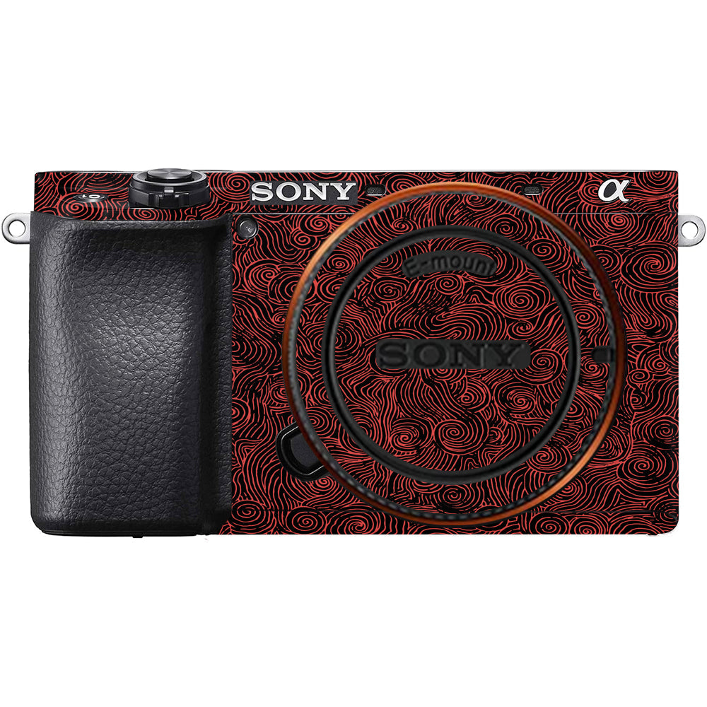 Red Spirals Sony A6100 Camera Skins