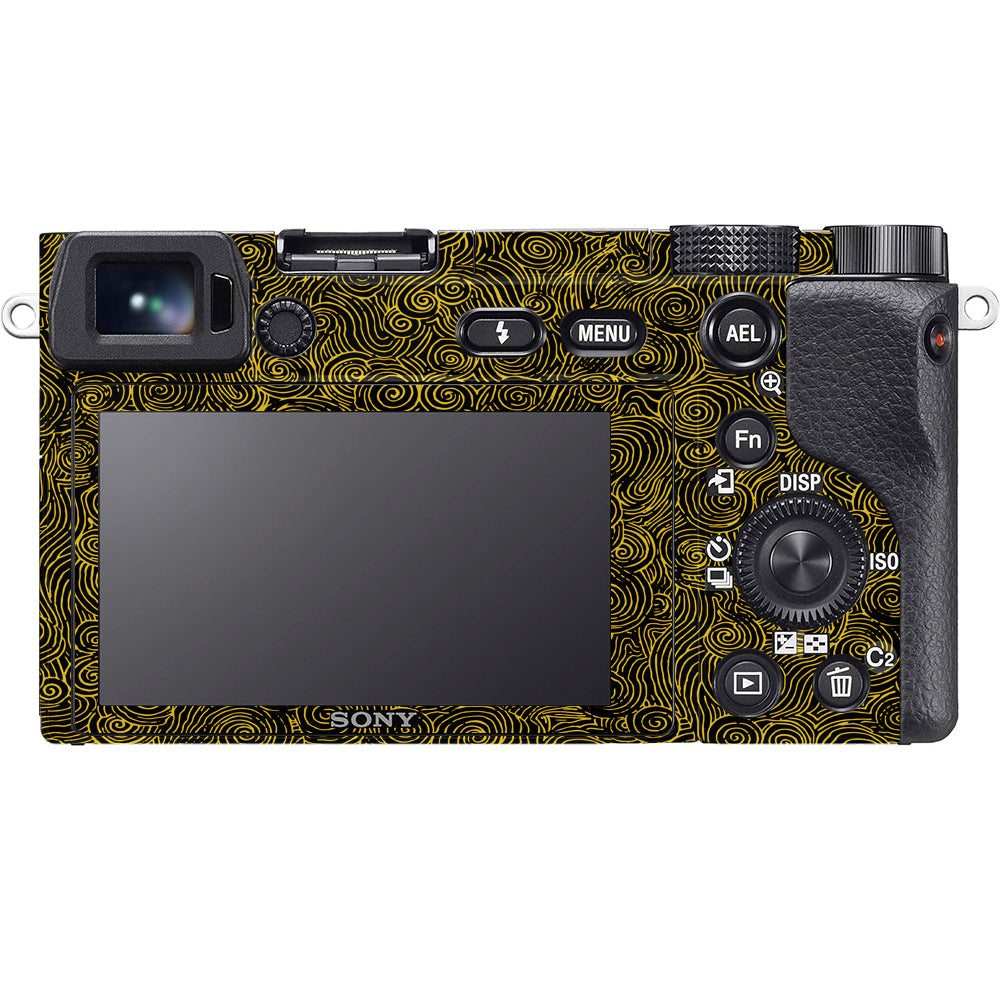 Yellow Spirals Sony A6100 Camera Skins
