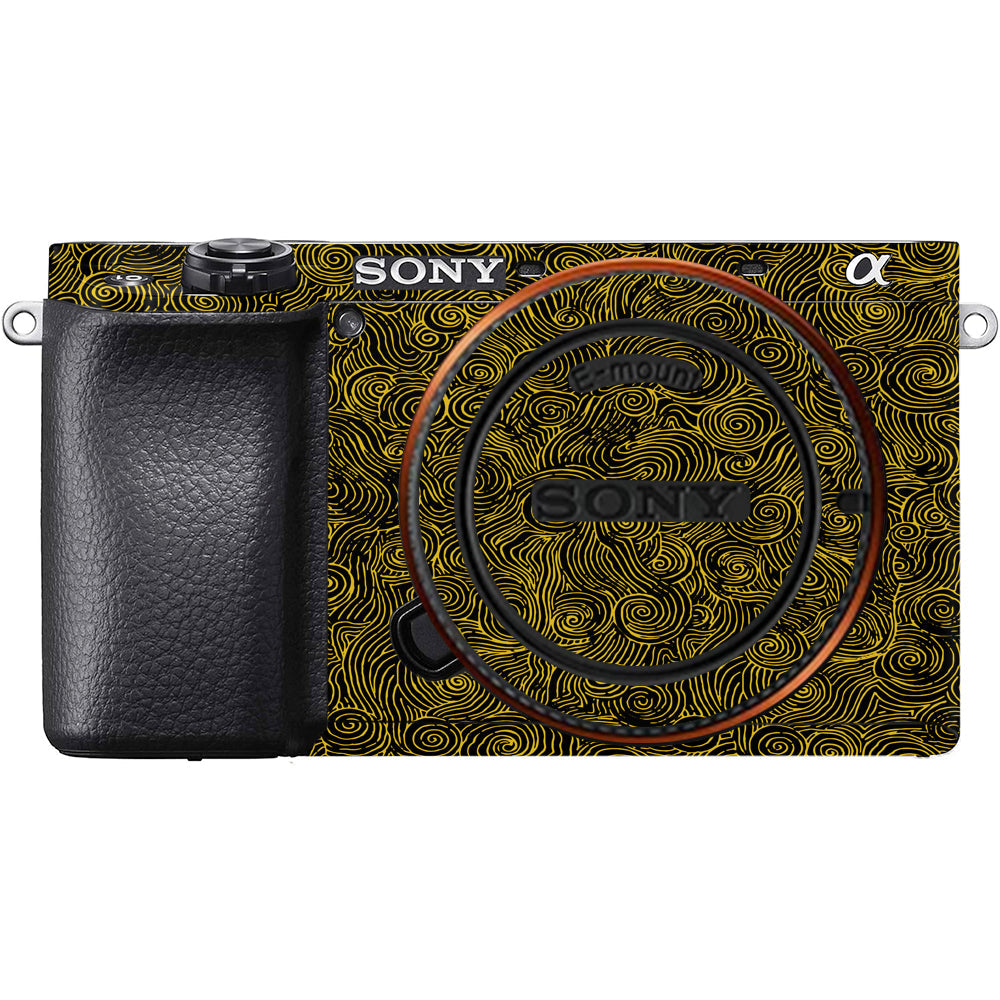 Yellow Spirals Sony A6100 Camera Skins