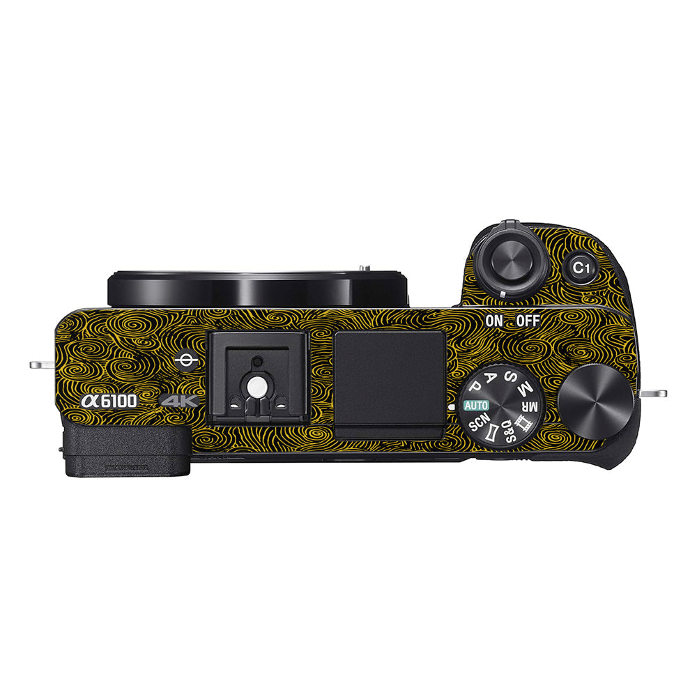 Yellow Spirals Sony A6100 Camera Skins