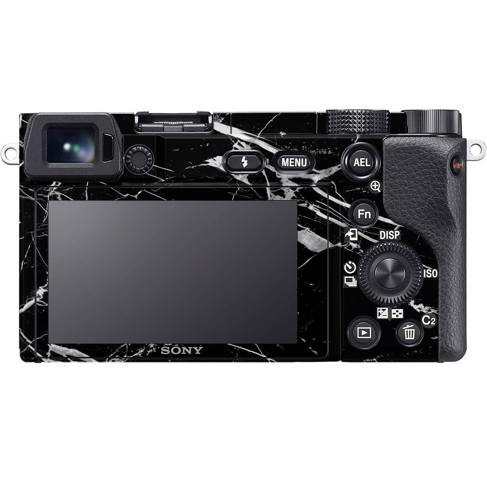White Veins on Black Sony A6100 Camera Skins