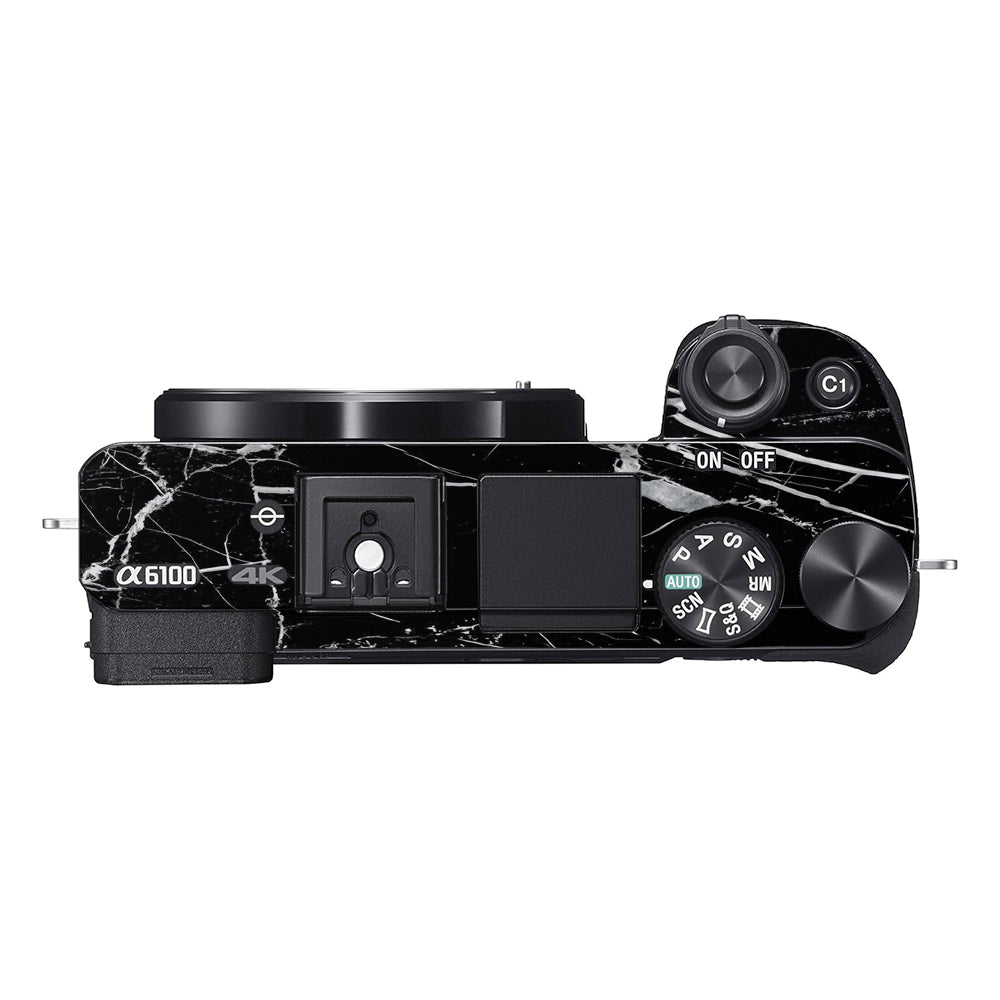 White Veins on Black Sony A6100 Camera Skins